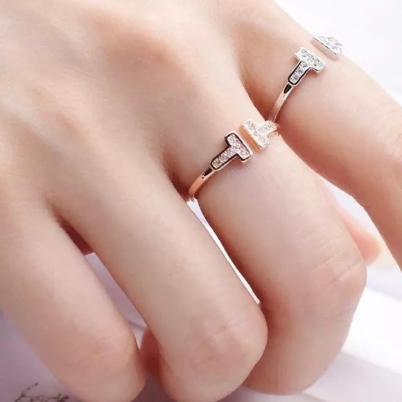 18k gold plated Sterling Silver T Shape ring - Picture 4 of 7